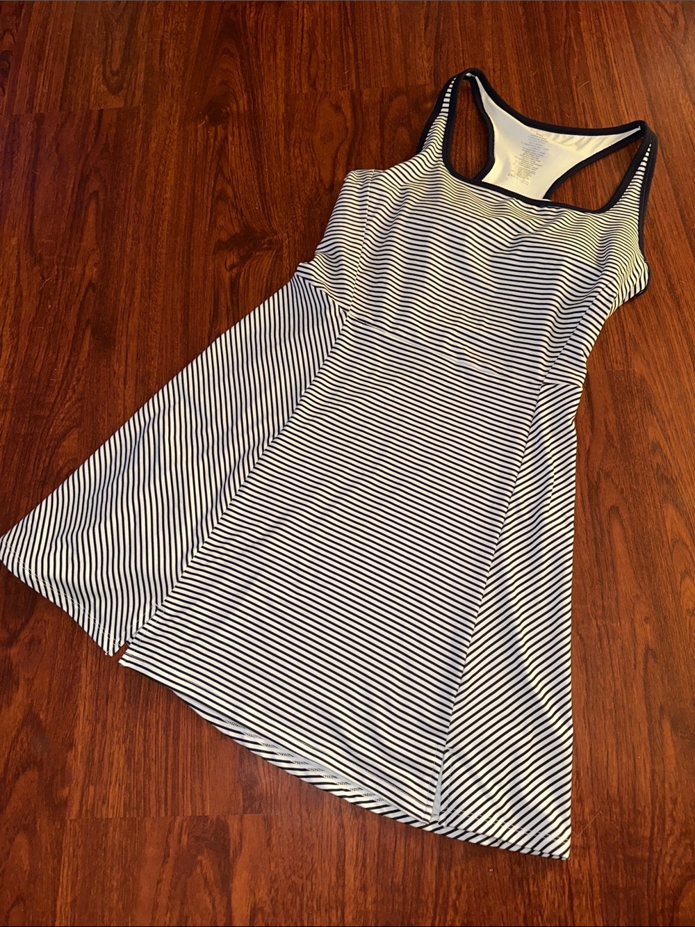 Jockey White Tank dress with stripes and built in bra